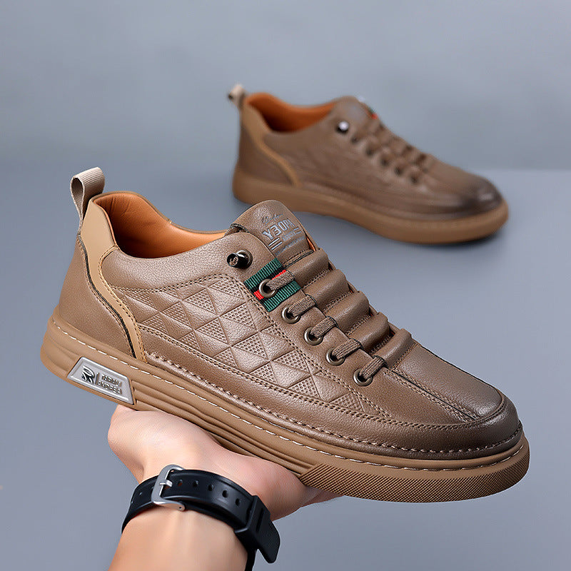 Quilted Faux Leather Low Top Sneakers for Men | Smart Casual Wear