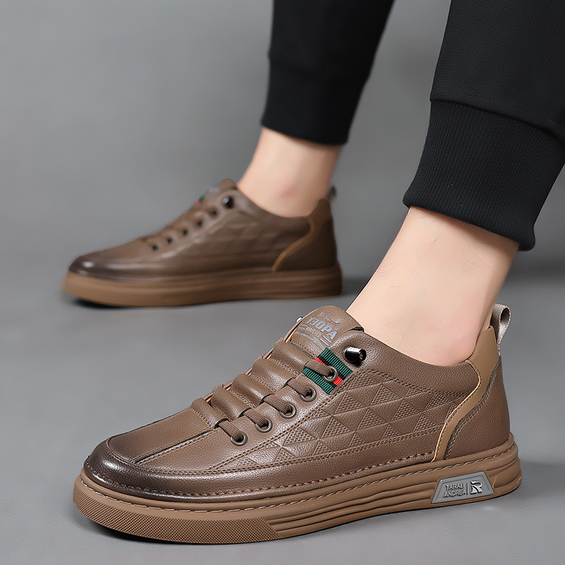 Quilted Faux Leather Low Top Sneakers for Men | Smart Casual Wear
