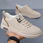Quilted Faux Leather Low Top Sneakers for Men | Smart Casual Wear