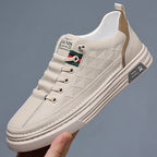 Quilted Faux Leather Low Top Sneakers for Men | Smart Casual Wear