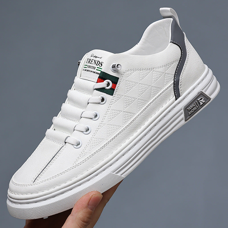 Quilted Faux Leather Low Top Sneakers for Men | Smart Casual Wear