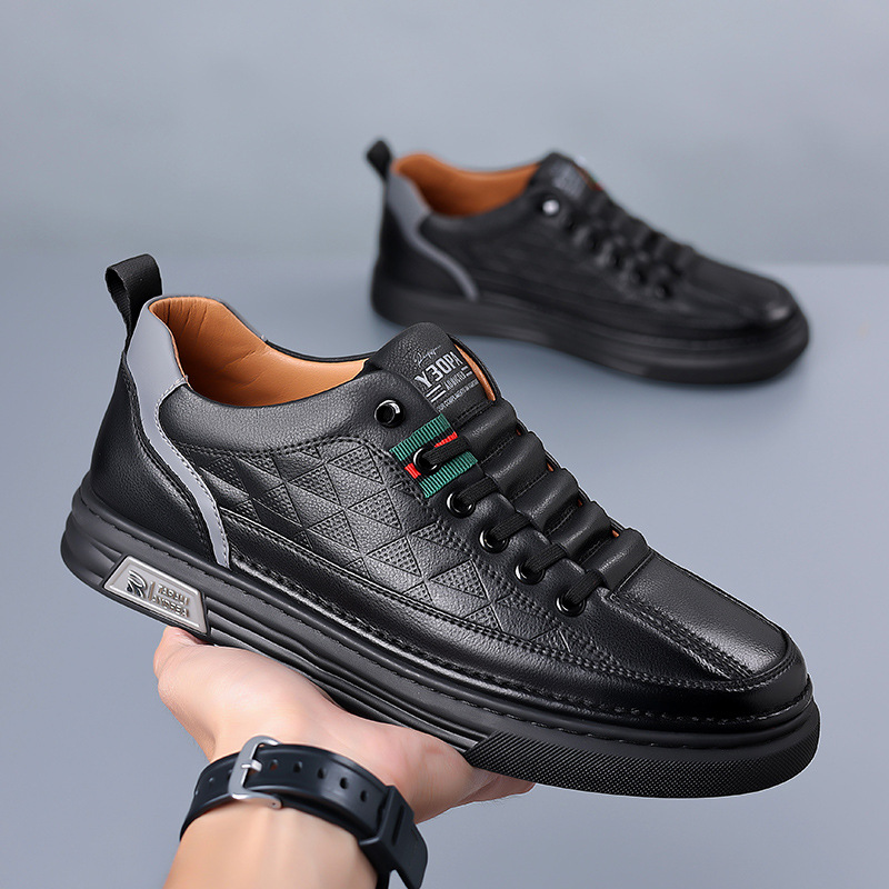Quilted Faux Leather Low Top Sneakers for Men | Smart Casual Wear