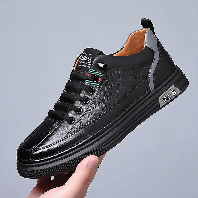 Quilted Faux Leather Low Top Sneakers for Men | Smart Casual Wear