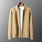 Merino Wool Lapel Collar Knit Cardigan Jacket for Men | Autumn and Winter Layering