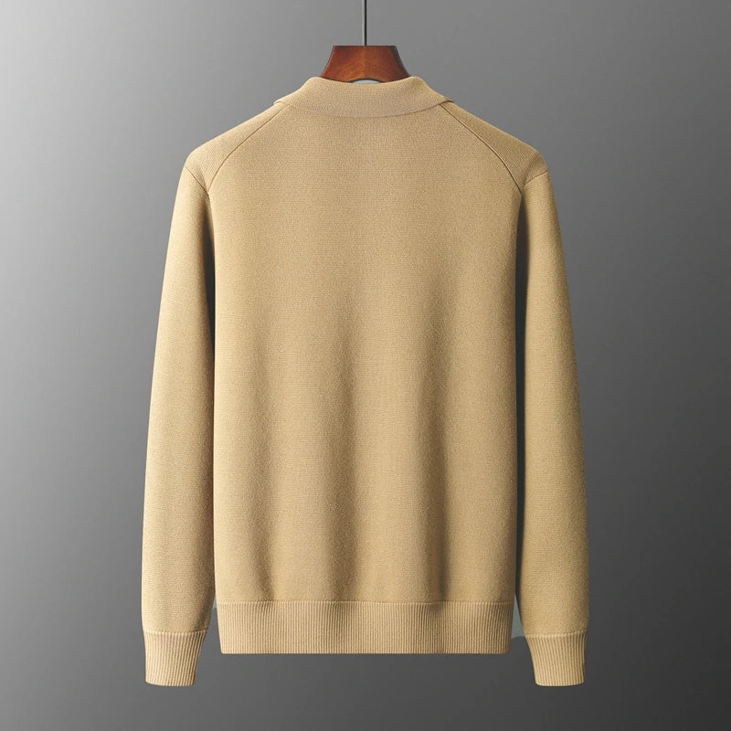 Merino Wool Lapel Collar Knit Cardigan Jacket for Men | Autumn and Winter Layering