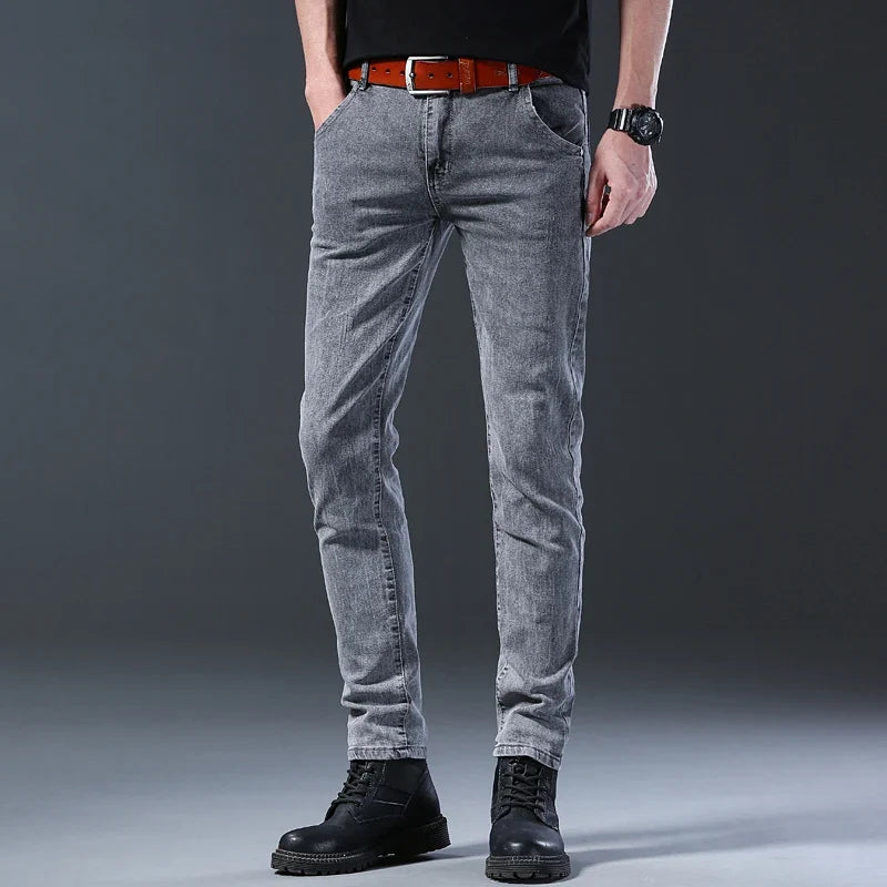 Stone Grey Wash Straight Leg Slim Fit Jeans for Men | Everyday Wear
