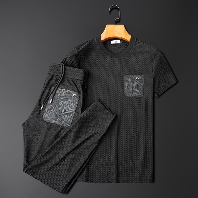 Textured Fabric Relaxed Lounge Set for Men | Loungewear