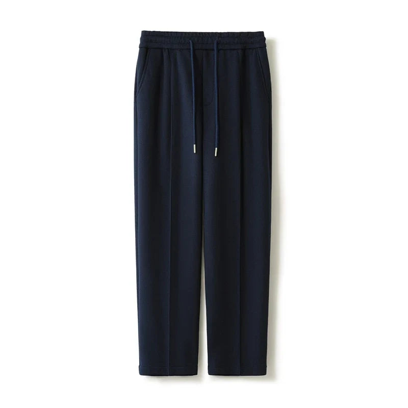 Wool Blend Straight Leg Knit Trousers for Men | Autumn and Winter Wear