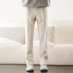 Wool Blend Straight Leg Knit Trousers for Men | Autumn and Winter Wear