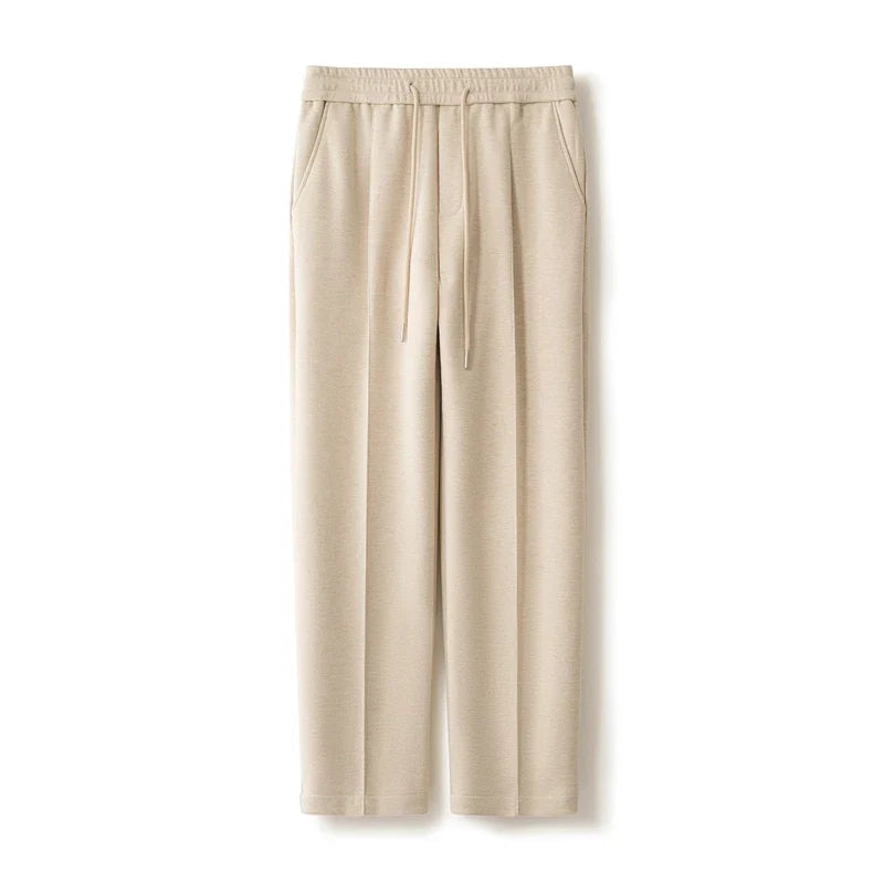 Wool Blend Straight Leg Knit Trousers for Men | Autumn and Winter Wear