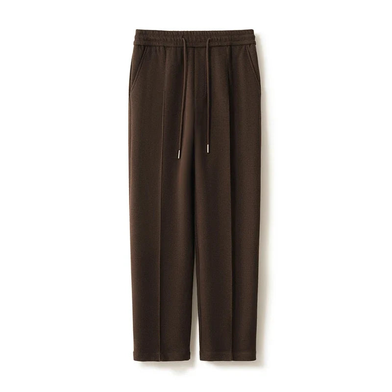 Wool Blend Straight Leg Knit Trousers for Men | Autumn and Winter Wear