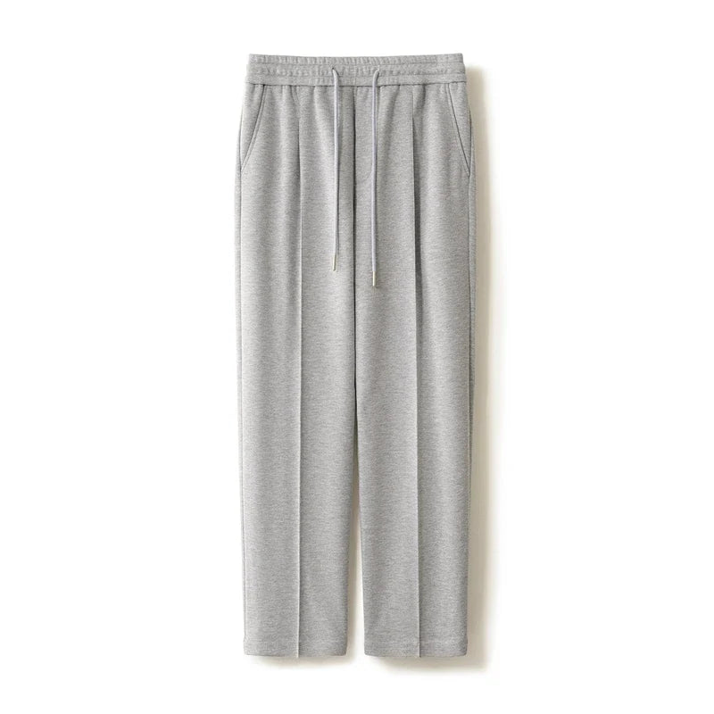 Wool Blend Straight Leg Knit Trousers for Men | Autumn and Winter Wear