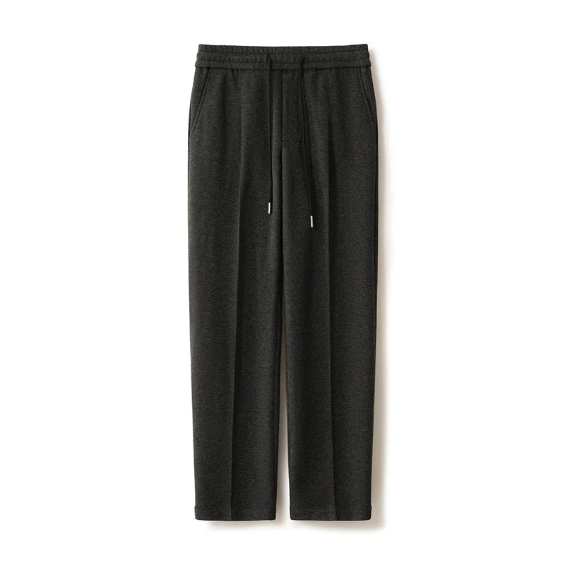 Wool Blend Straight Leg Knit Trousers for Men | Autumn and Winter Wear