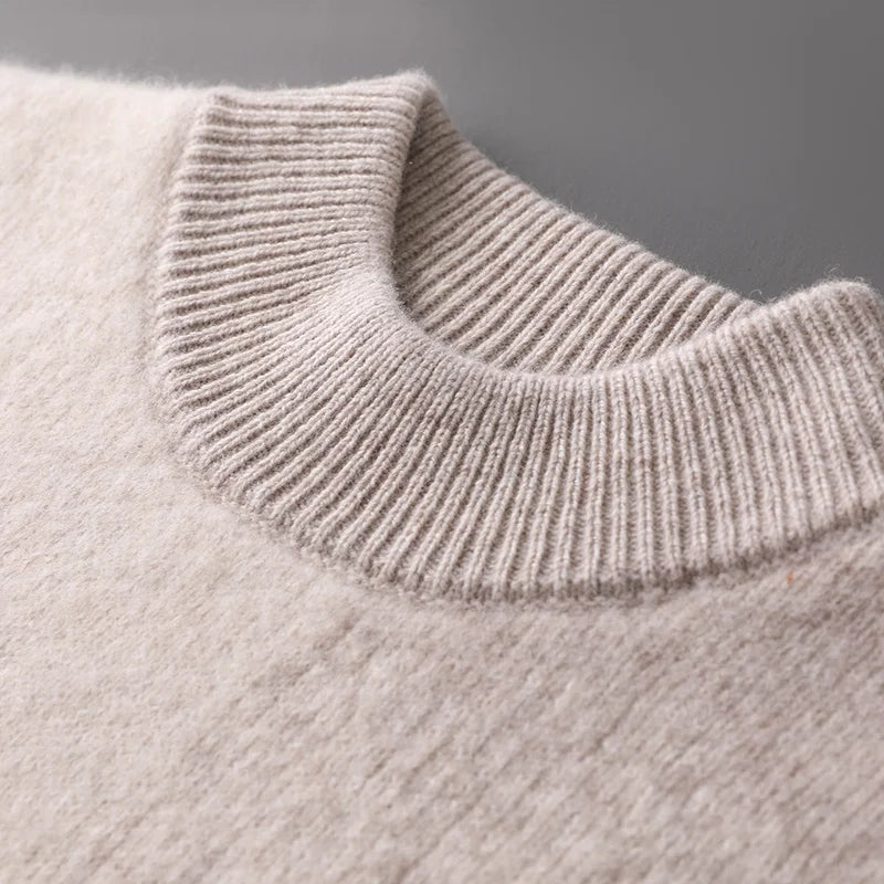 Gradient Jacquard Wool Half High Collar Sweater for Men | Winter Wear
