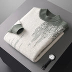 Gradient Jacquard Wool Half High Collar Sweater for Men | Winter Wear