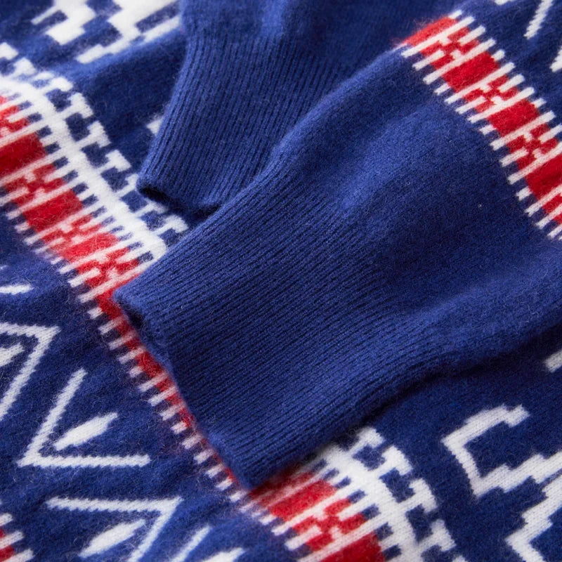Nordic Pattern Pure Wool Sweater for Men | Winter Wear