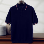 Cashmere Blend Knit Short Sleeve Polo Shirt for Men | Smart Casual Wear