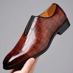 Croc Embossed Leather Slip On Loafers for Men | Formal and Business Wear