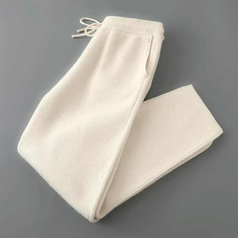 Merino Wool Knit Tapered Joggers for Men | Winter Loungewear