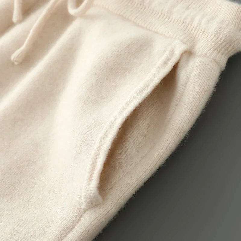 Merino Wool Knit Tapered Joggers for Men | Winter Loungewear