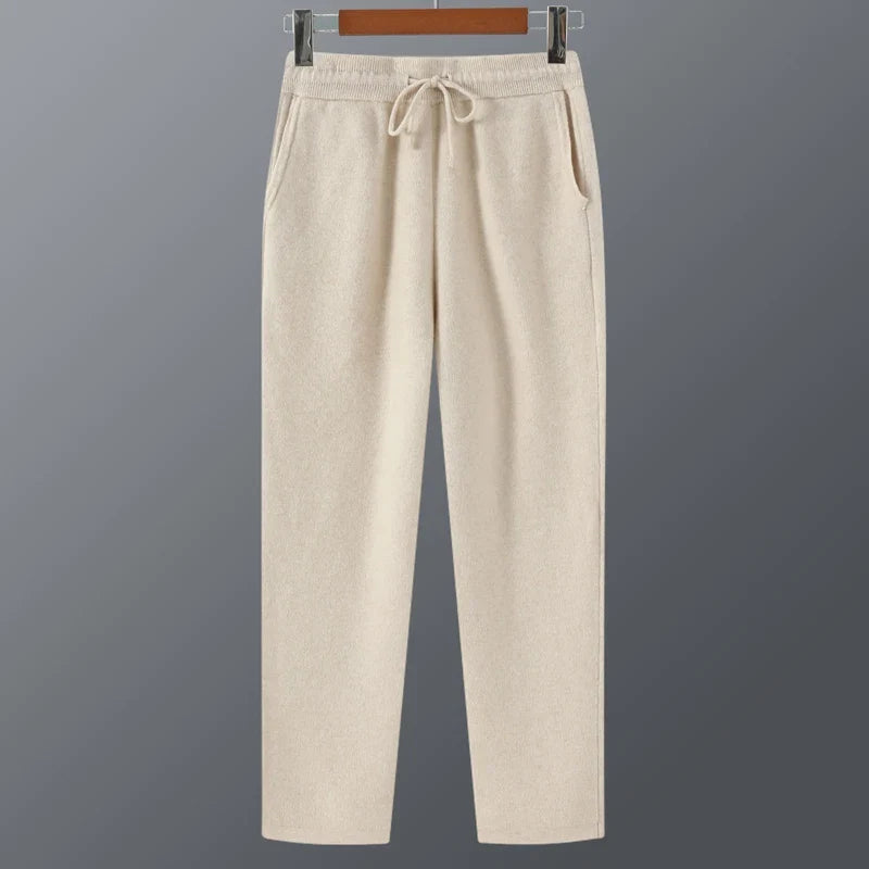 Merino Wool Knit Tapered Joggers for Men | Winter Loungewear