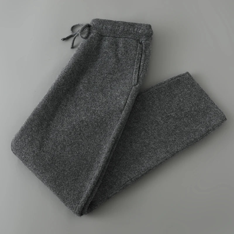 Merino Wool Knit Tapered Joggers for Men | Winter Loungewear