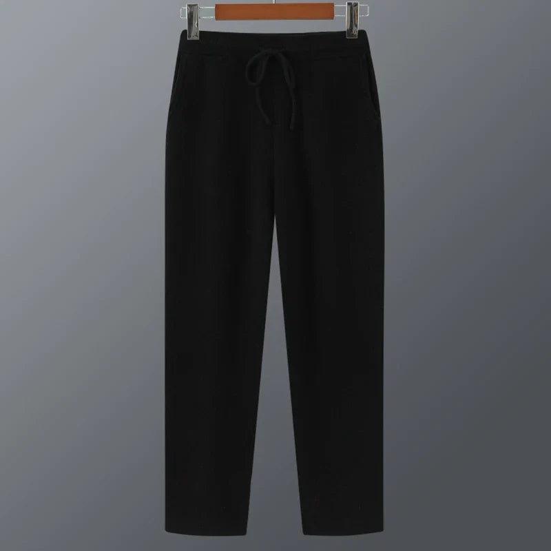 Merino Wool Knit Tapered Joggers for Men | Winter Loungewear