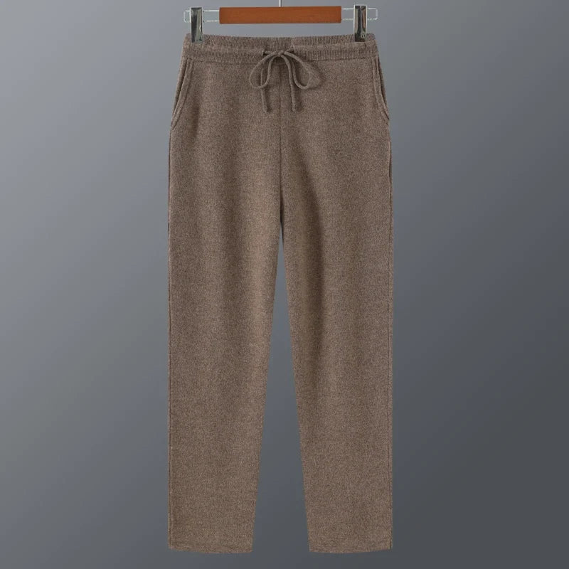 Merino Wool Knit Tapered Joggers for Men | Winter Loungewear