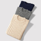Cable Knit Wool Blend Crew Neck Sweater for Men | Autumn and Winter Wear