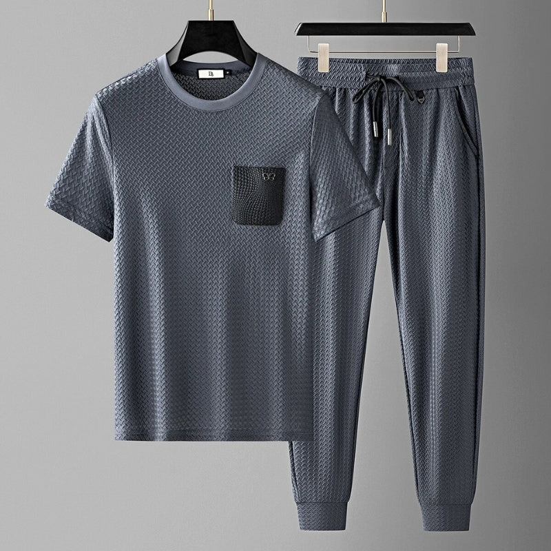 Textured Fabric Relaxed Lounge Set for Men | Loungewear