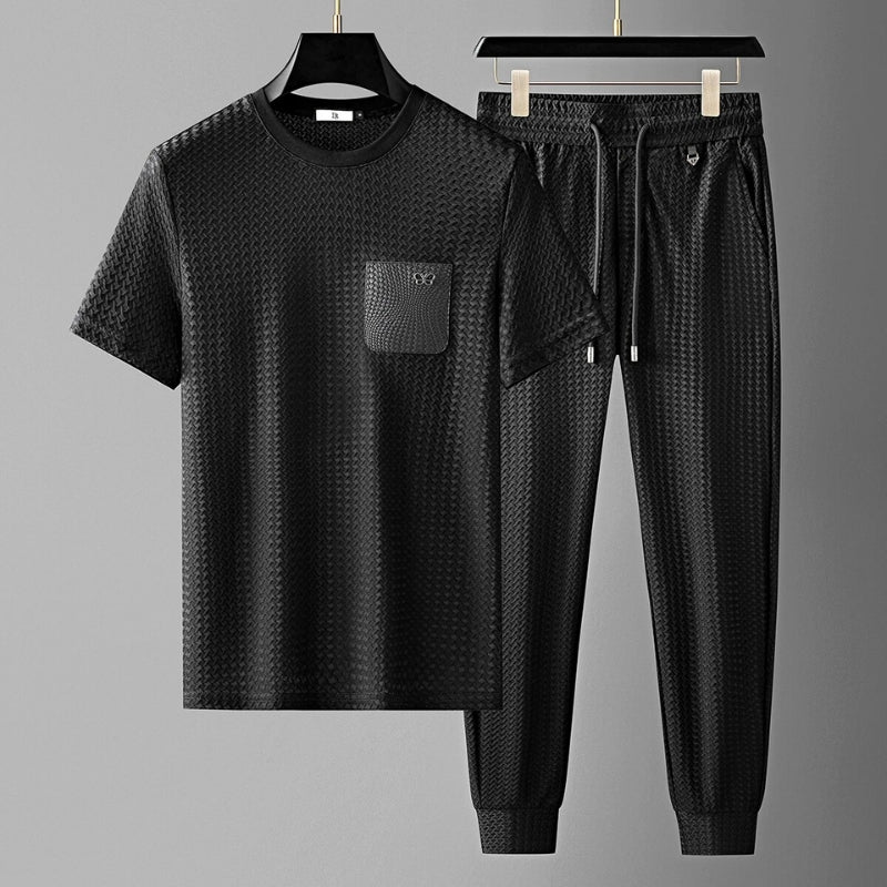 Textured Fabric Relaxed Lounge Set for Men | Loungewear