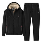 Sherpa Lined Full Zip Thermal Tracksuit Set for Men | Cold Weather Athleisure