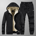Sherpa Lined Full Zip Thermal Tracksuit Set for Men | Cold Weather Athleisure