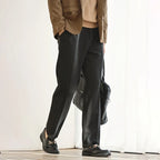 Wool Blend Straight Leg Knit Trousers for Men | Autumn and Winter Wear