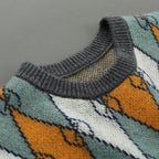 Merino Wool Geometric Argyle Knit Sweater for Men | Smart Casual Wear