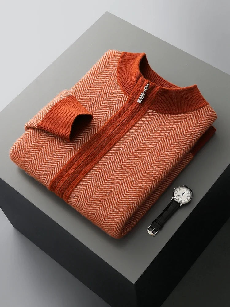 Merino Wool Cardigan and Straight Leg Trouser Set for Men | Autumn and Winter Wear