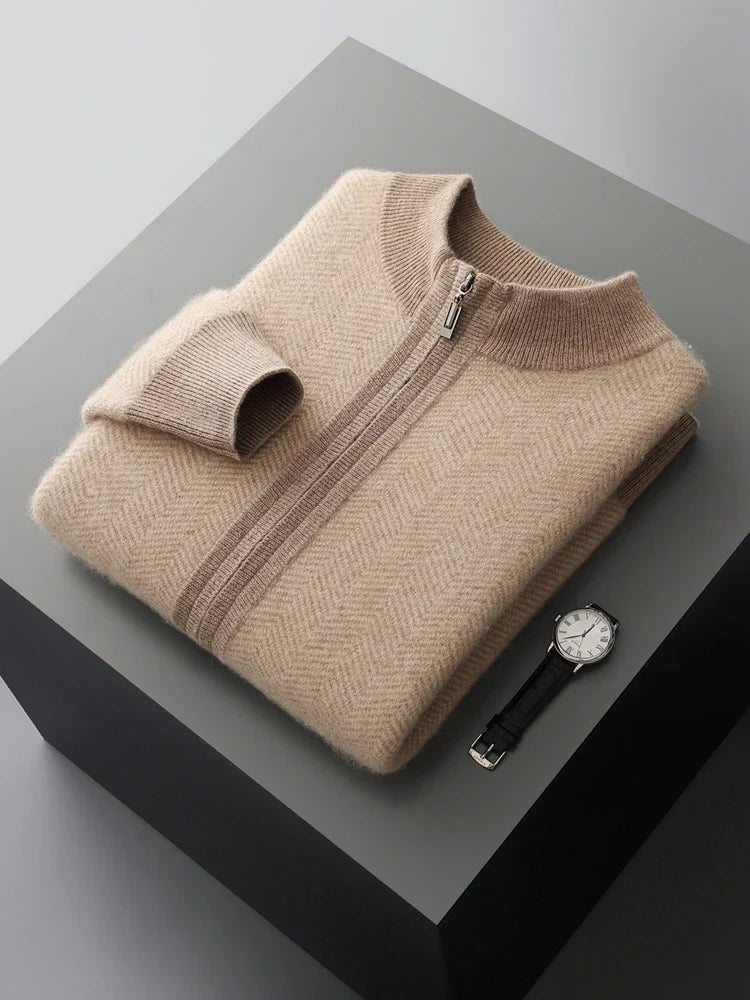 Merino Wool Cardigan and Straight Leg Trouser Set for Men | Autumn and Winter Wear
