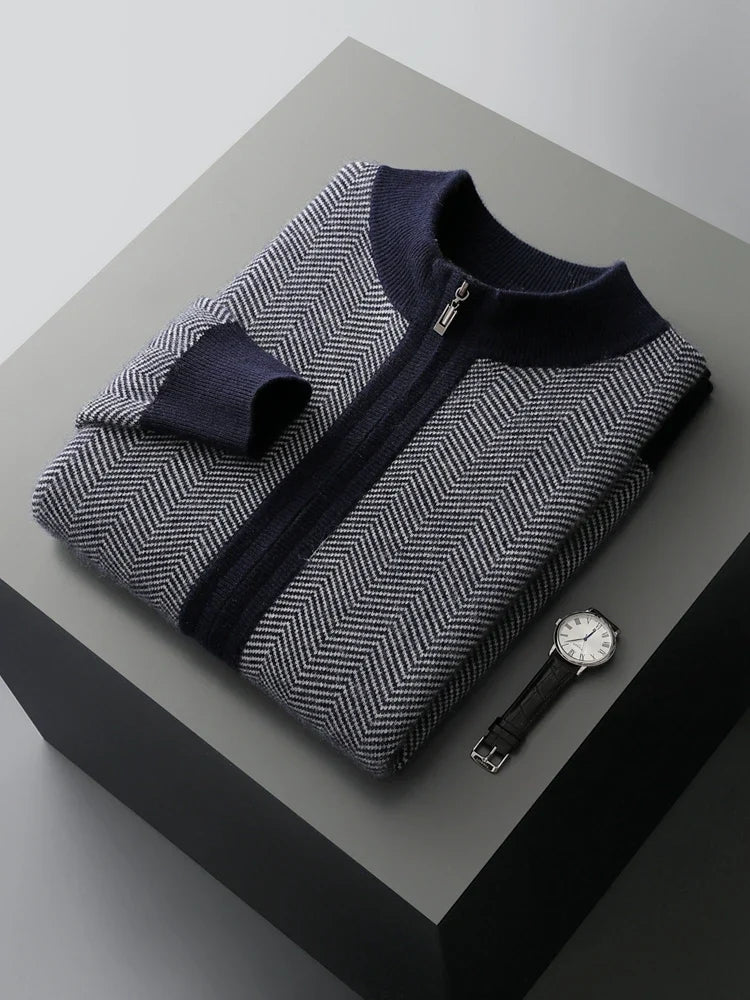 Merino Wool Cardigan and Straight Leg Trouser Set for Men | Autumn and Winter Wear