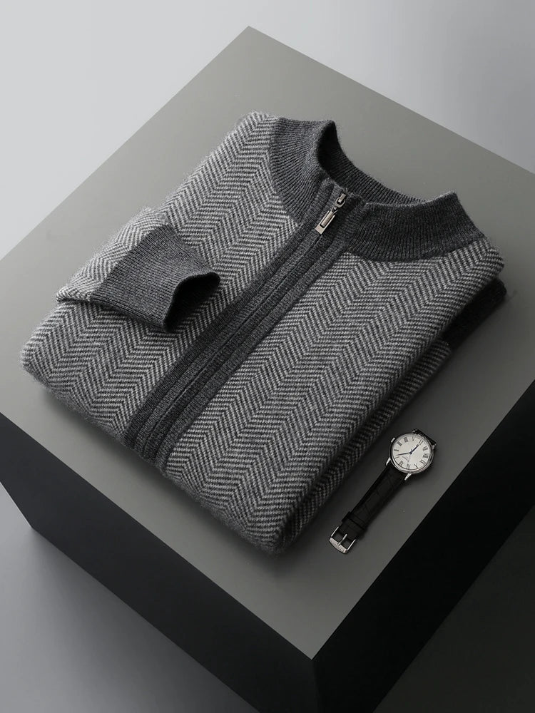 Merino Wool Cardigan and Straight Leg Trouser Set for Men | Autumn and Winter Wear