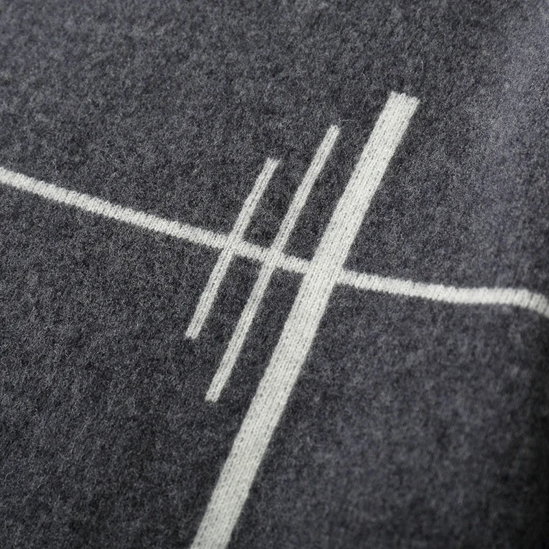 Graphic Pattern Merino Wool Crewneck Sweater for Men | Casual Wear