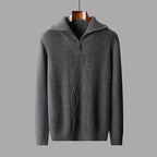 Textured Merino Wool Half Zip Knit Sweater for Men | Autumn and Winter Layering