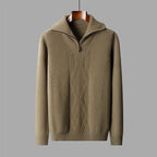 Textured Merino Wool Half Zip Knit Sweater for Men | Autumn and Winter Layering