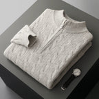 Thick Knit Merino Wool Half Zip Sweater for Men | Autumn and Winter Wear