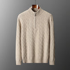 Thick Knit Merino Wool Half Zip Sweater for Men | Autumn and Winter Wear