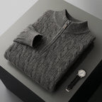 Thick Knit Merino Wool Half Zip Sweater for Men | Autumn and Winter Wear