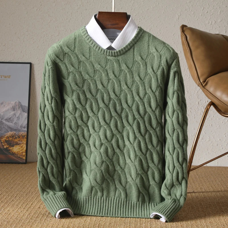 Cable Knit Merino Wool Sweater for Men | Business and Casual Wear