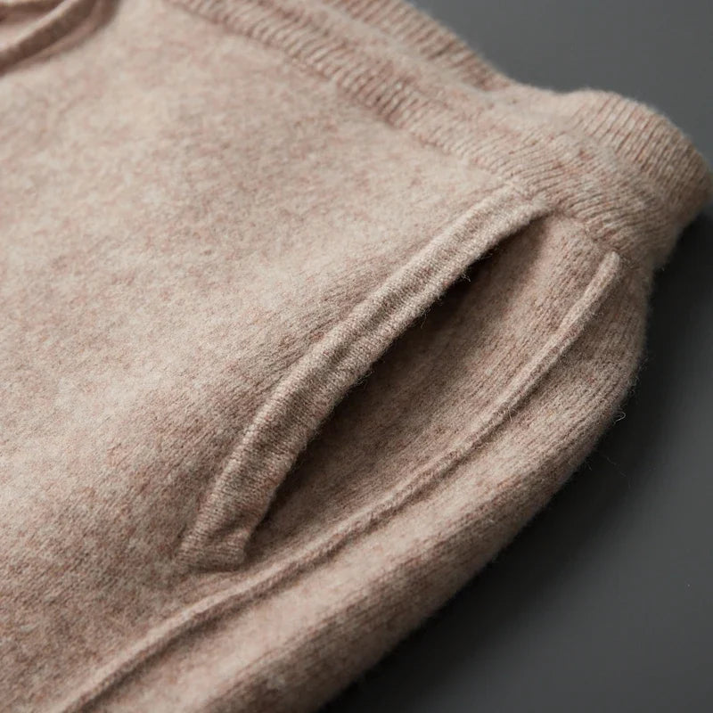 Merino Wool Knit Tapered Sweatpants for Men | Autumn and Winter Wear