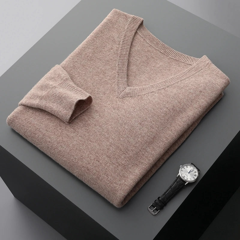 Merino Wool V Neck Sweater for Men | Business and Casual Wear