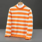Bold Stripe Merino Wool Crewneck Sweater for Men | Smart Casual Wear