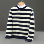 Bold Stripe Merino Wool Crewneck Sweater for Men | Smart Casual Wear